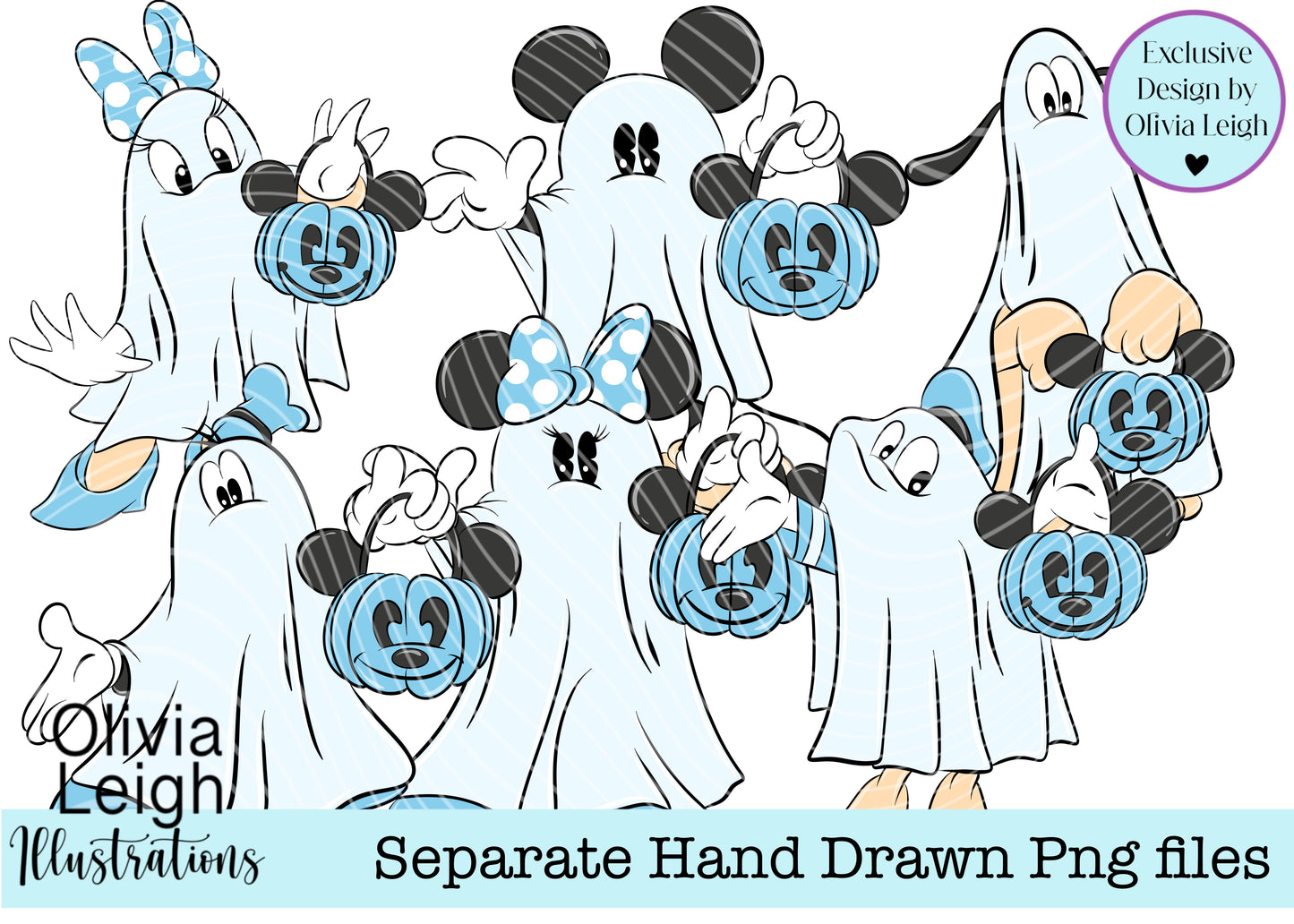 Mouse Halloween Ghosts set