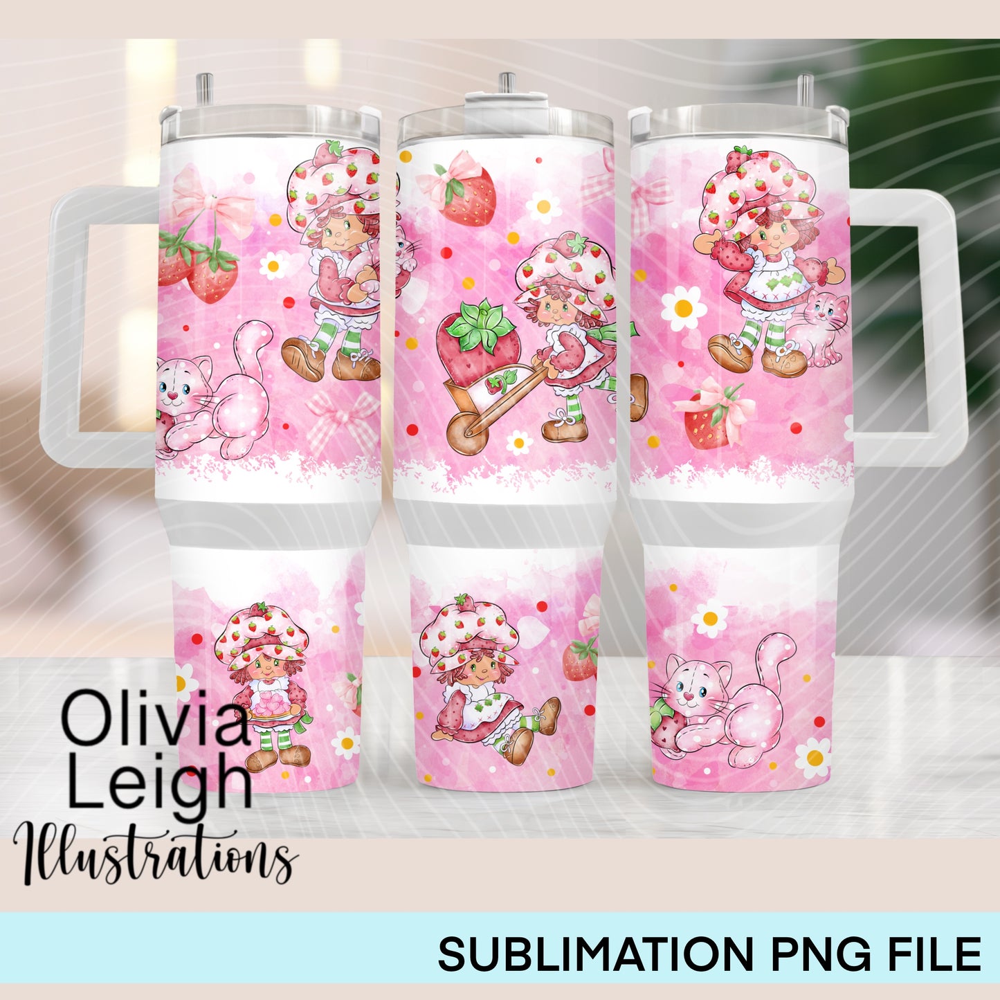 Strawberry Girl Pink 40oz Tumbler Wrap