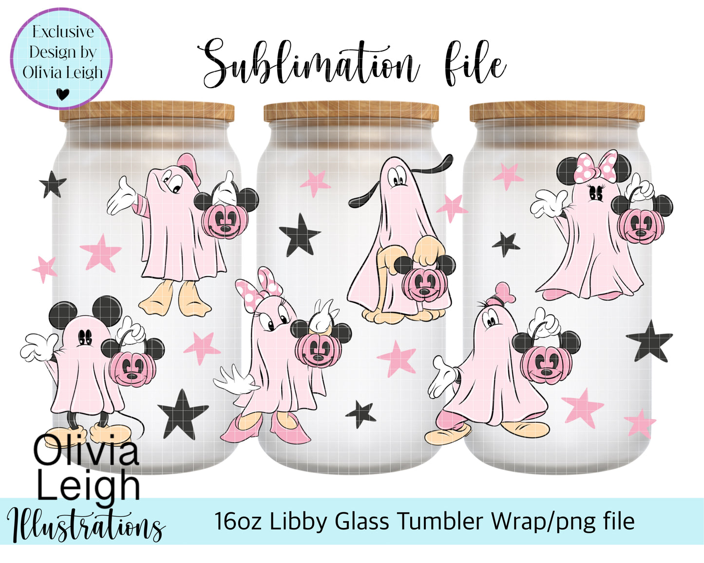 Mouse Ghosts Cartoon 16oz Wrap