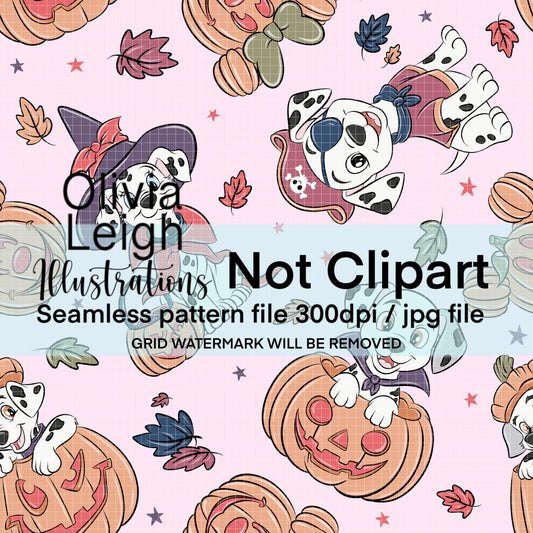 101 Dogs Halloween Seamless Pattern