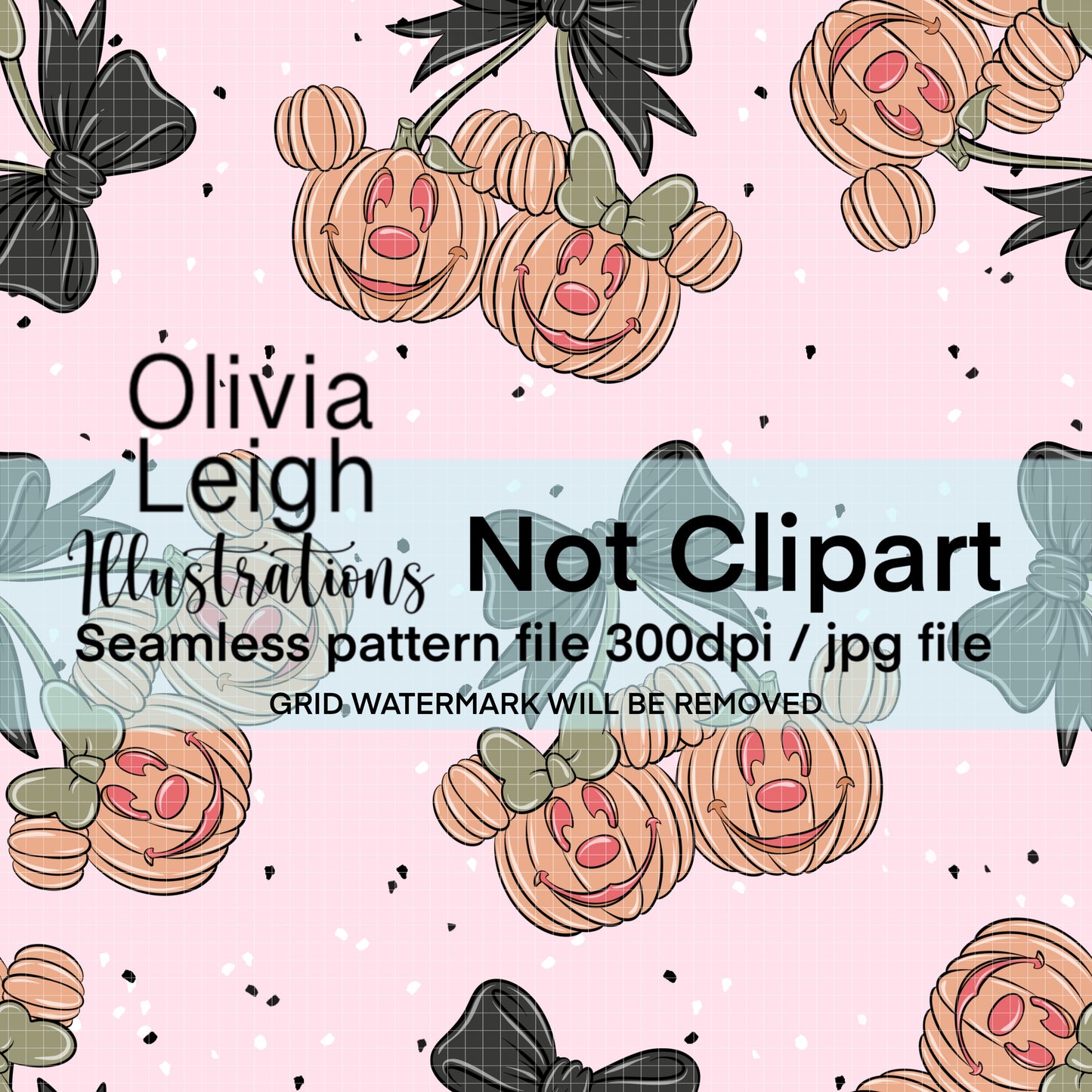 Mouse Pumpkin Cherries Seamless Pattern