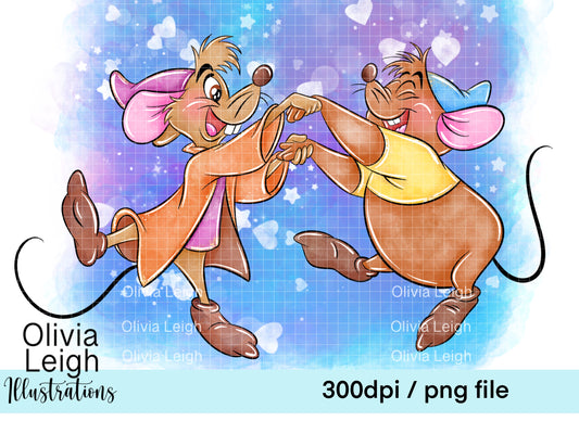 Princess Blue Mice Clipart