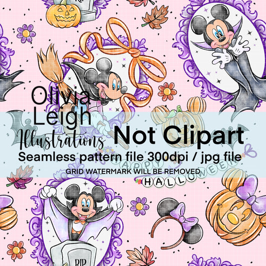 Mouse Halloween Seamless Pattern