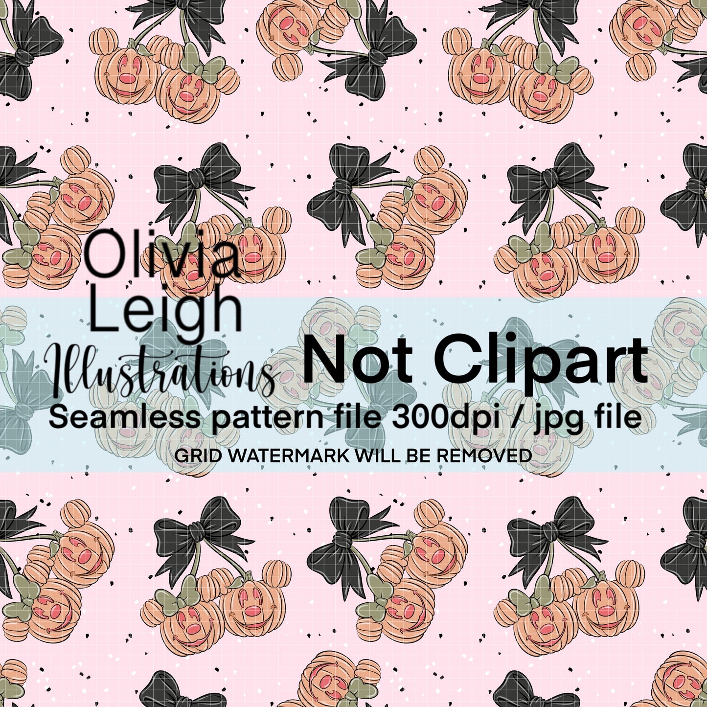 Mouse Pumpkin Cherries Seamless Pattern