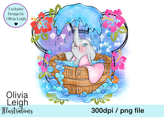 Baby Elephant Floral Clipart