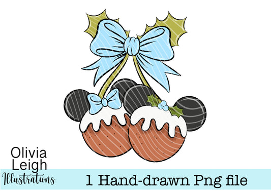 Mouse Christmas Pudding Cherries PNG