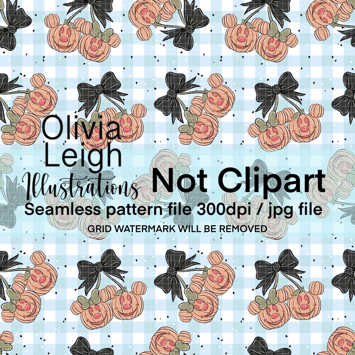 Mouse Pumpkin Cherries Seamless Pattern