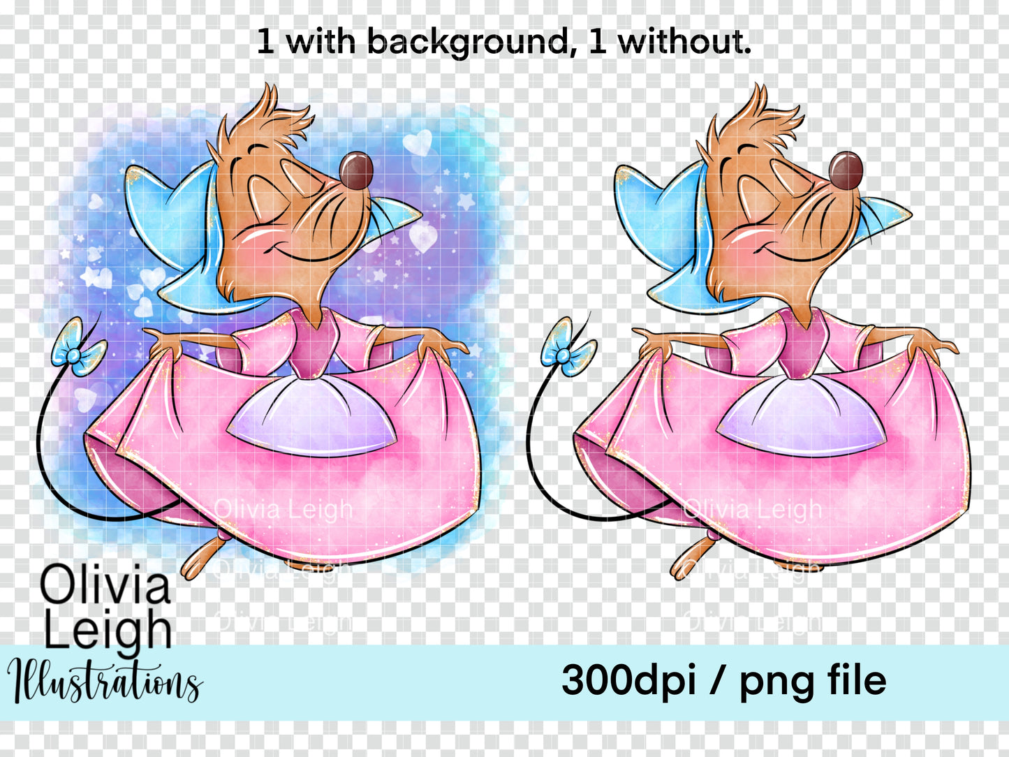 Princess Blue Mice Clipart