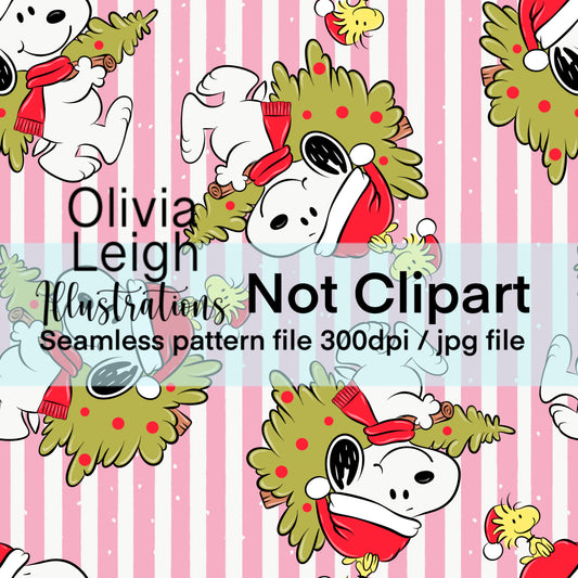 Peanuts Christmas Seamless Pattern