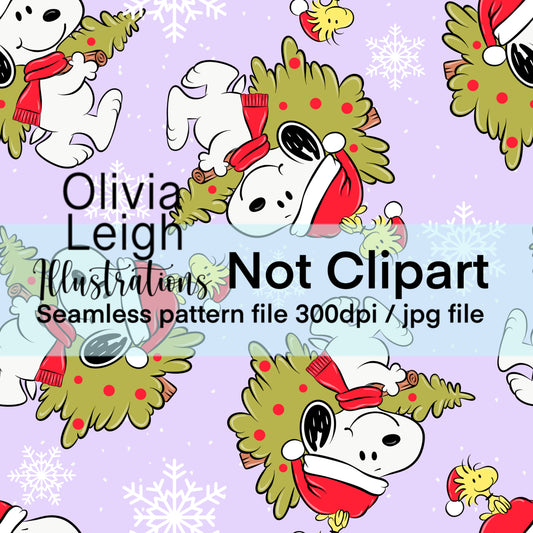 Peanuts Christmas Seamless Pattern