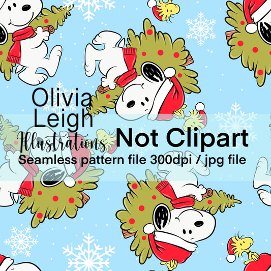 Peanuts Christmas Seamless Pattern
