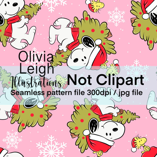 Peanuts Christmas Seamless Pattern