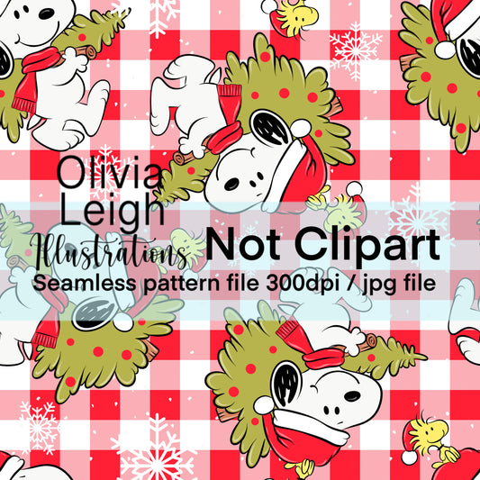 Peanuts Christmas Seamless Pattern