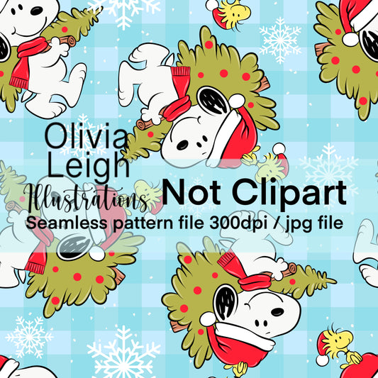 Peanuts Christmas Seamless Pattern