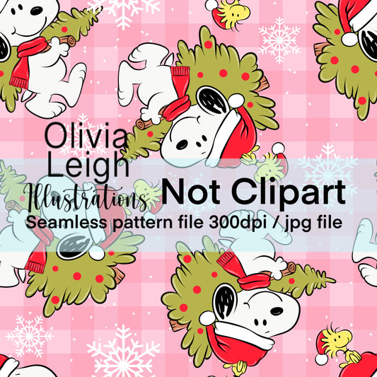 Peanuts Christmas Seamless Pattern