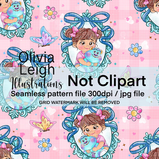 Monster Baby Seamless Pattern