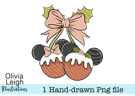 Mouse Christmas Pudding Cherries PNG