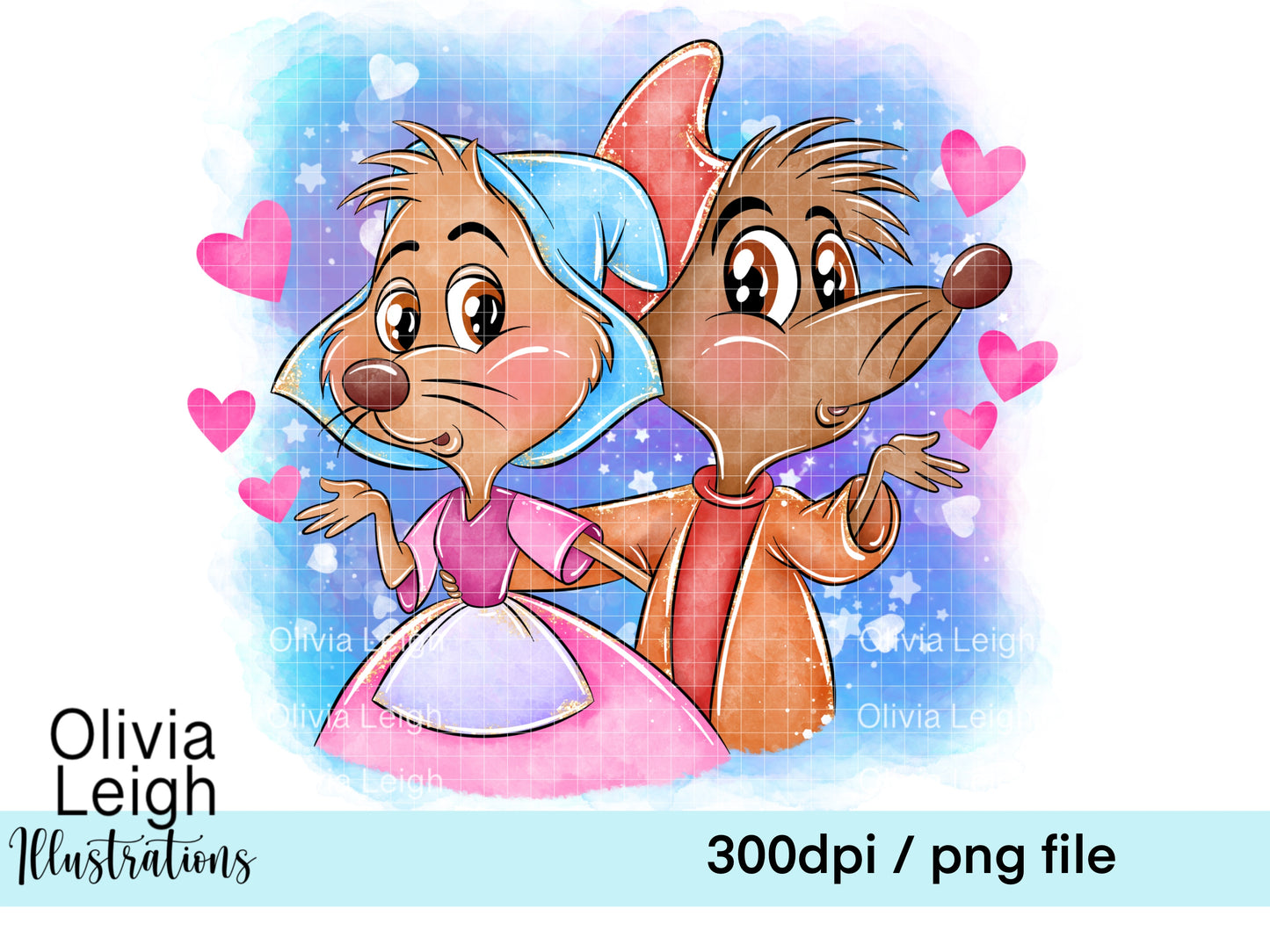 Princess Blue Mice Clipart