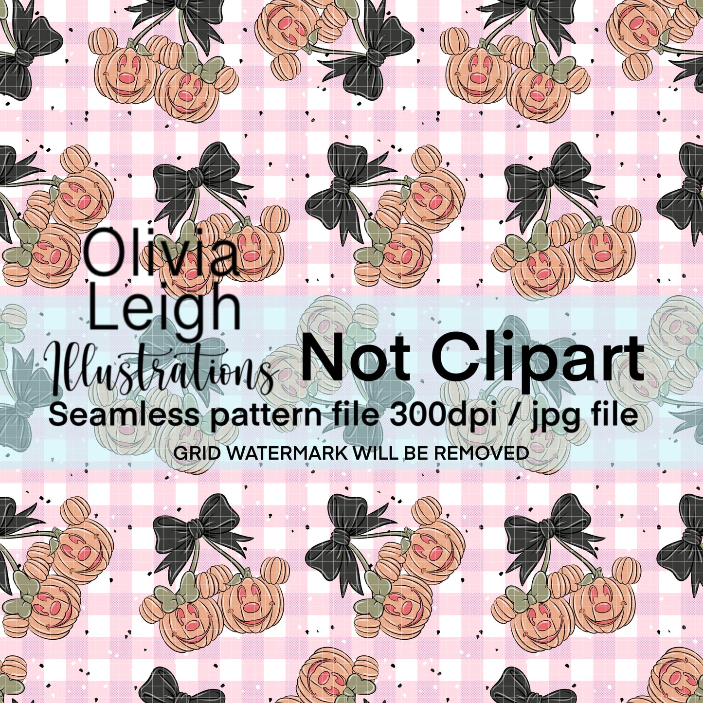 Mouse Pumpkin Cherries Seamless Pattern