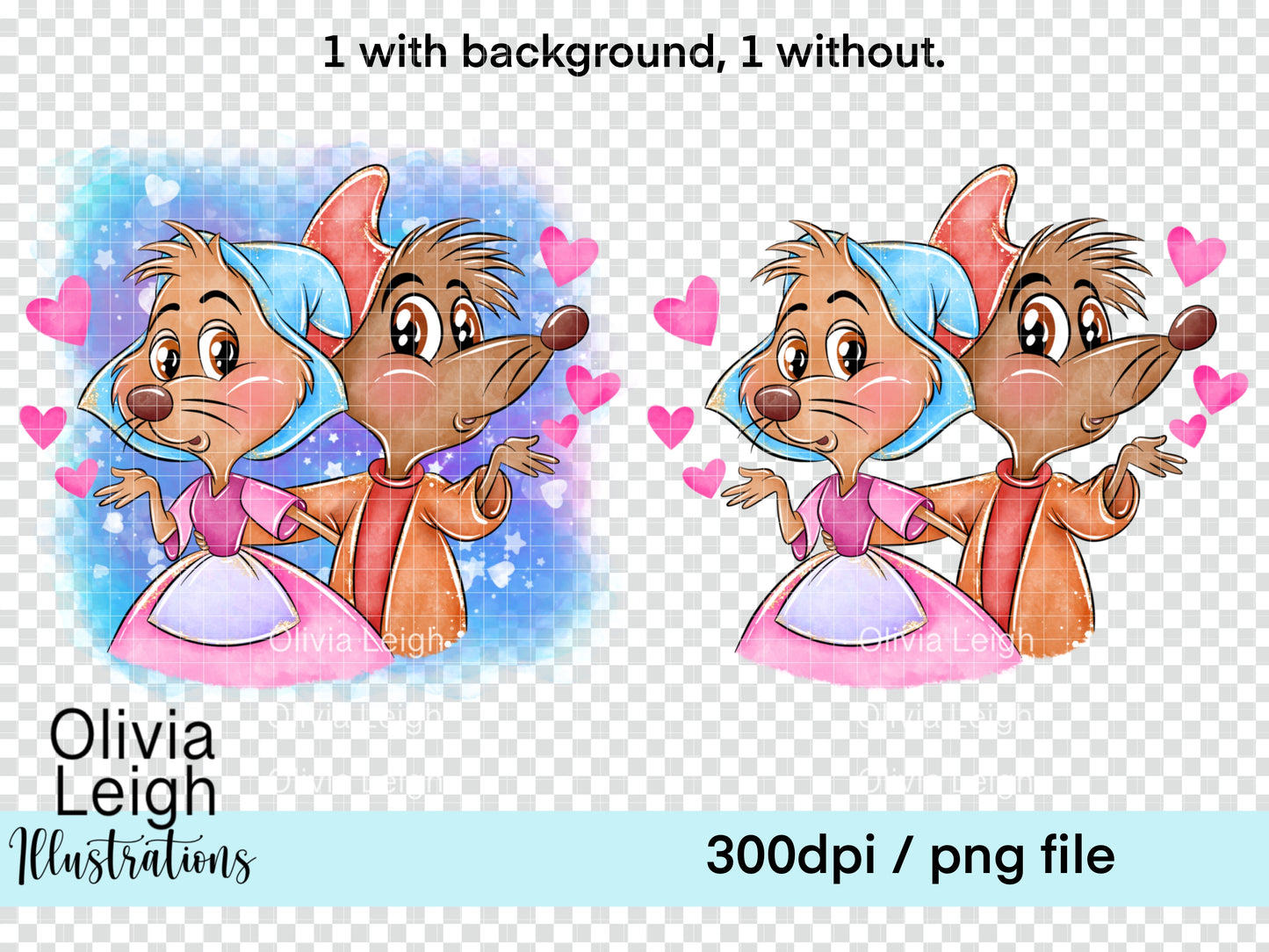 Princess Blue Mice Clipart