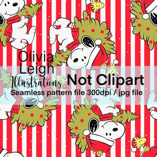 Peanuts Christmas Seamless Pattern