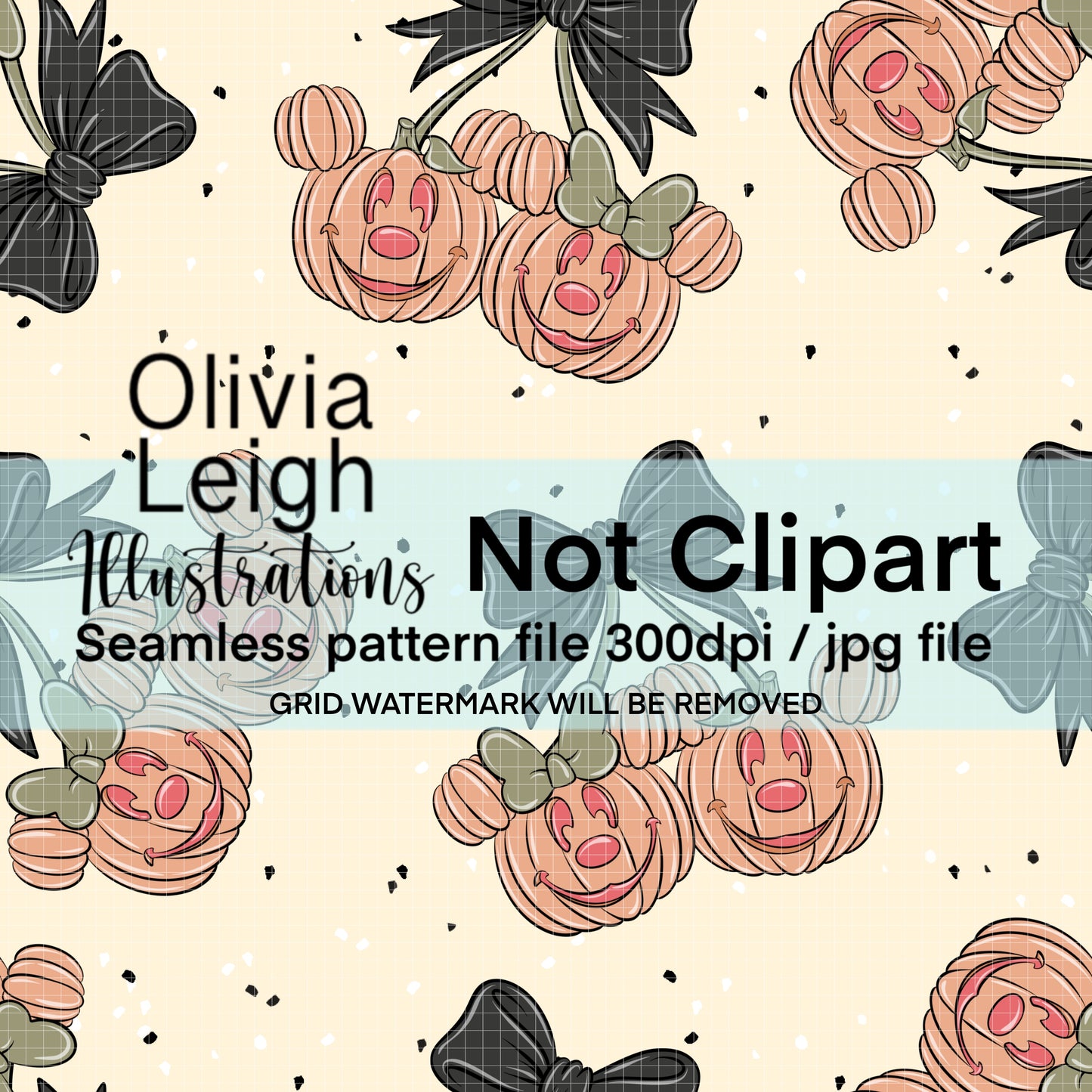 Mouse Pumpkin Cherries Seamless Pattern