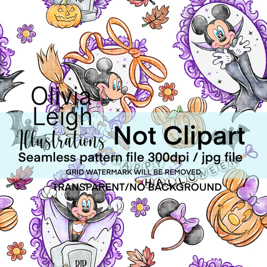 Mouse Halloween Seamless Pattern