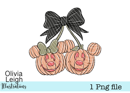 Mouse Pumpkin Cherries PNG
