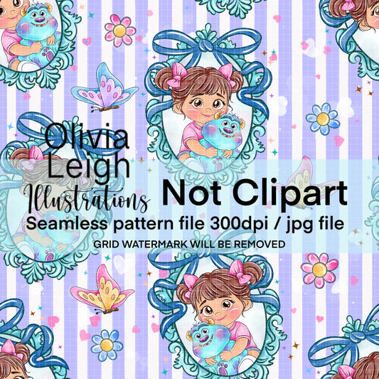 Monster Baby Seamless Pattern