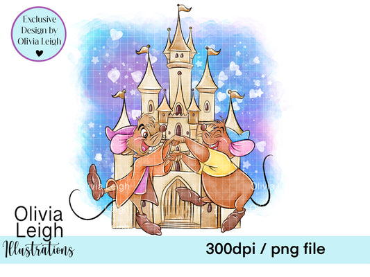 Princess Blue Mice Clipart