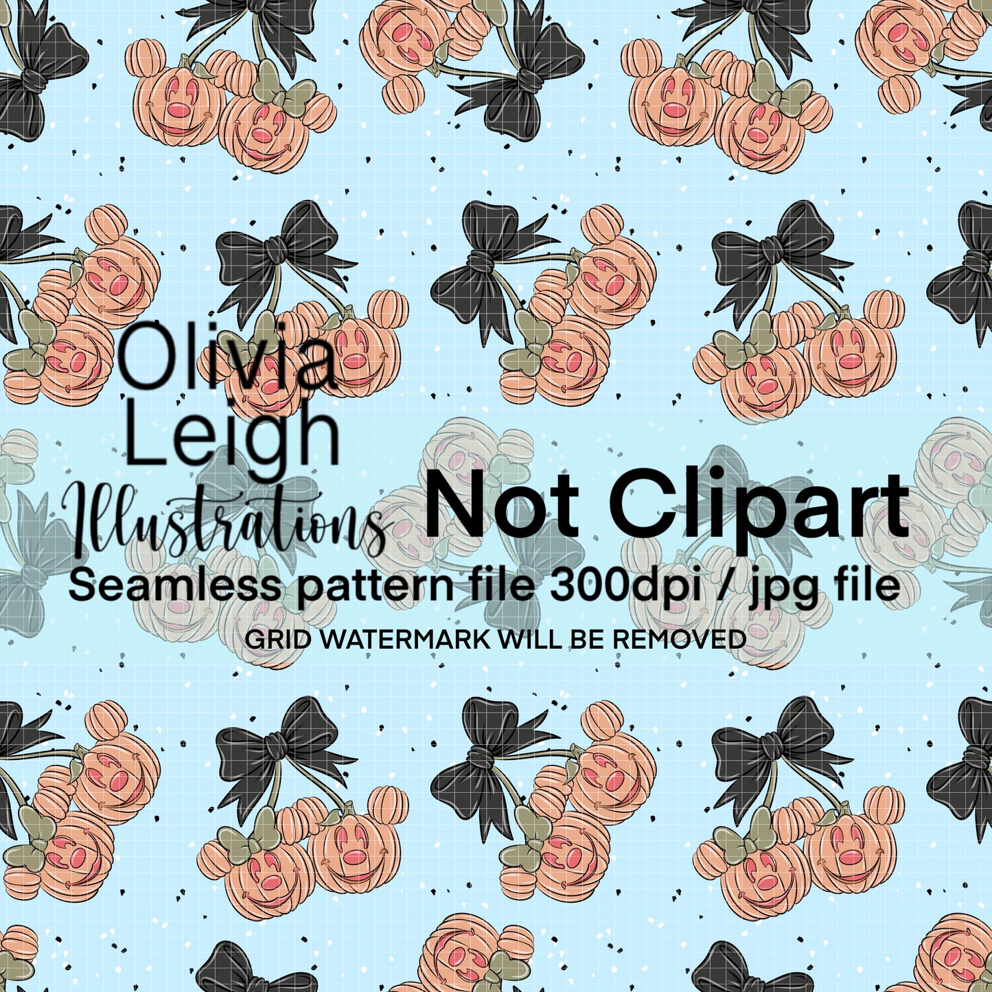 Mouse Pumpkin Cherries Seamless Pattern