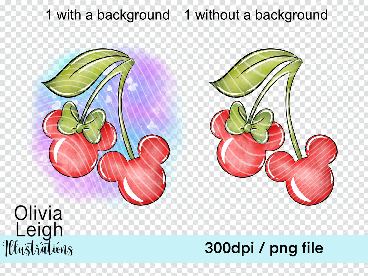 Mouse Cherries Valentine’s Day Clipart