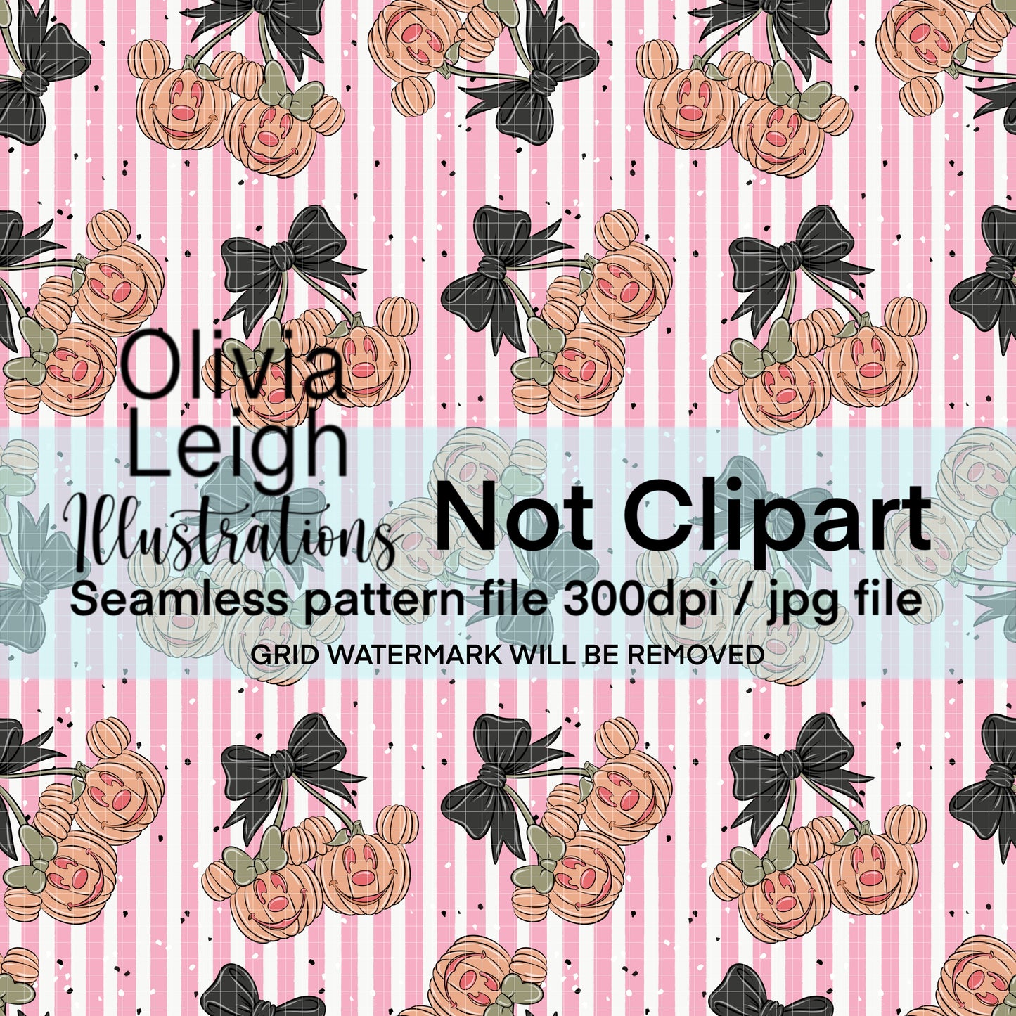 Mouse Pumpkin Cherries Seamless Pattern