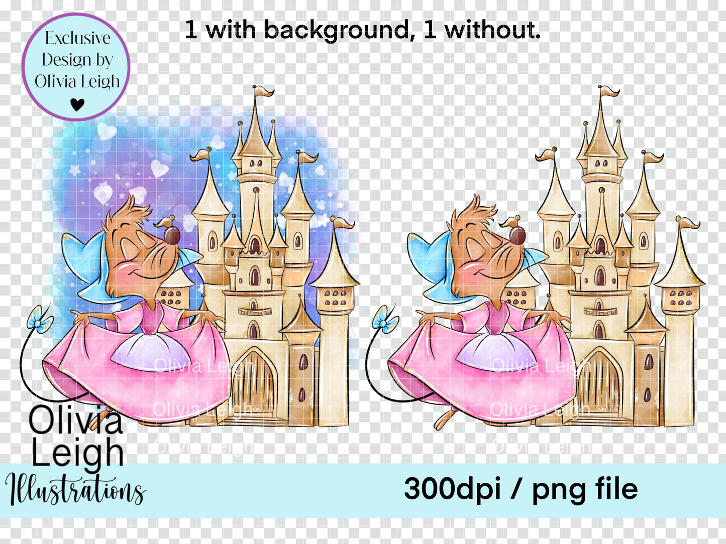 Princess Blue Mice Clipart