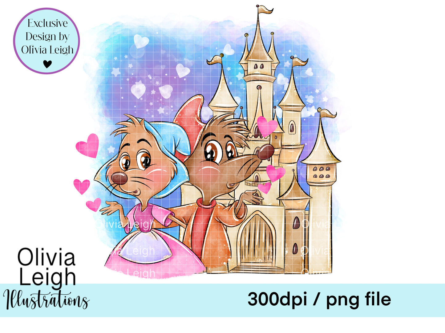 Princess Blue Mice Clipart