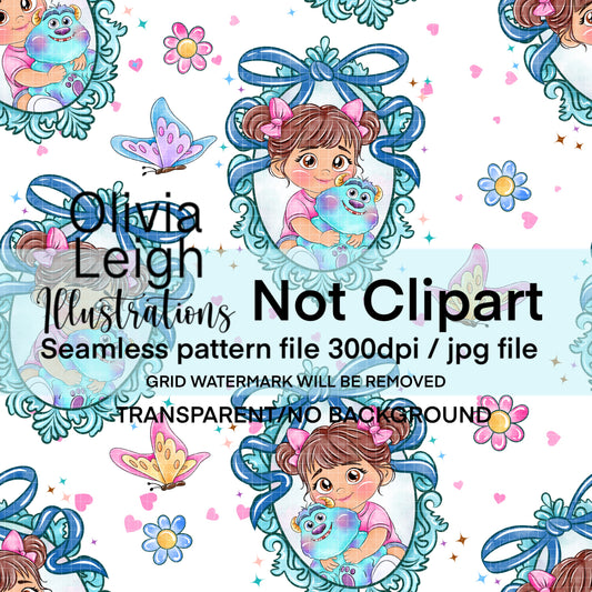Monster Baby Seamless Pattern