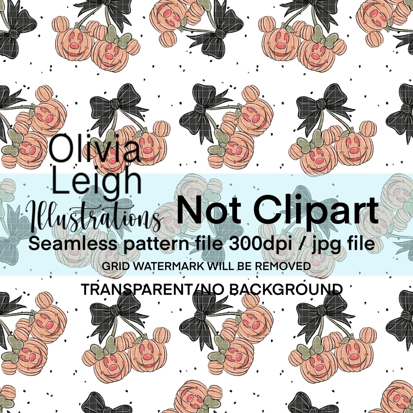 Mouse Pumpkin Cherries Seamless Pattern