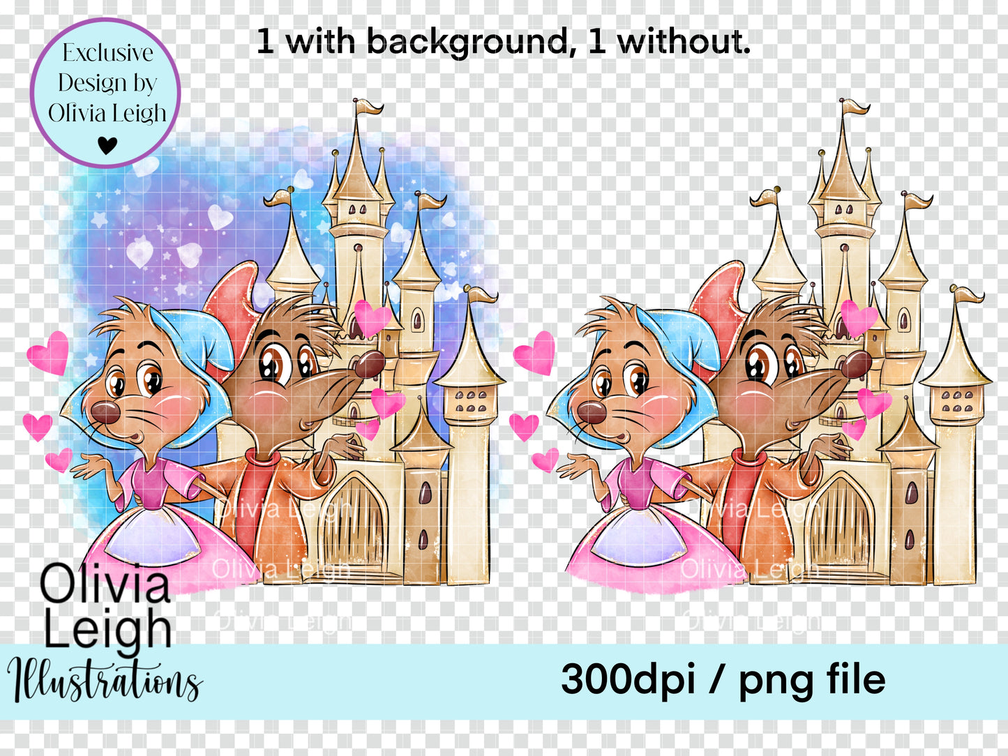 Princess Blue Mice Clipart