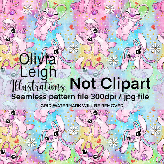 Stitch, Angel Seamless Pattern