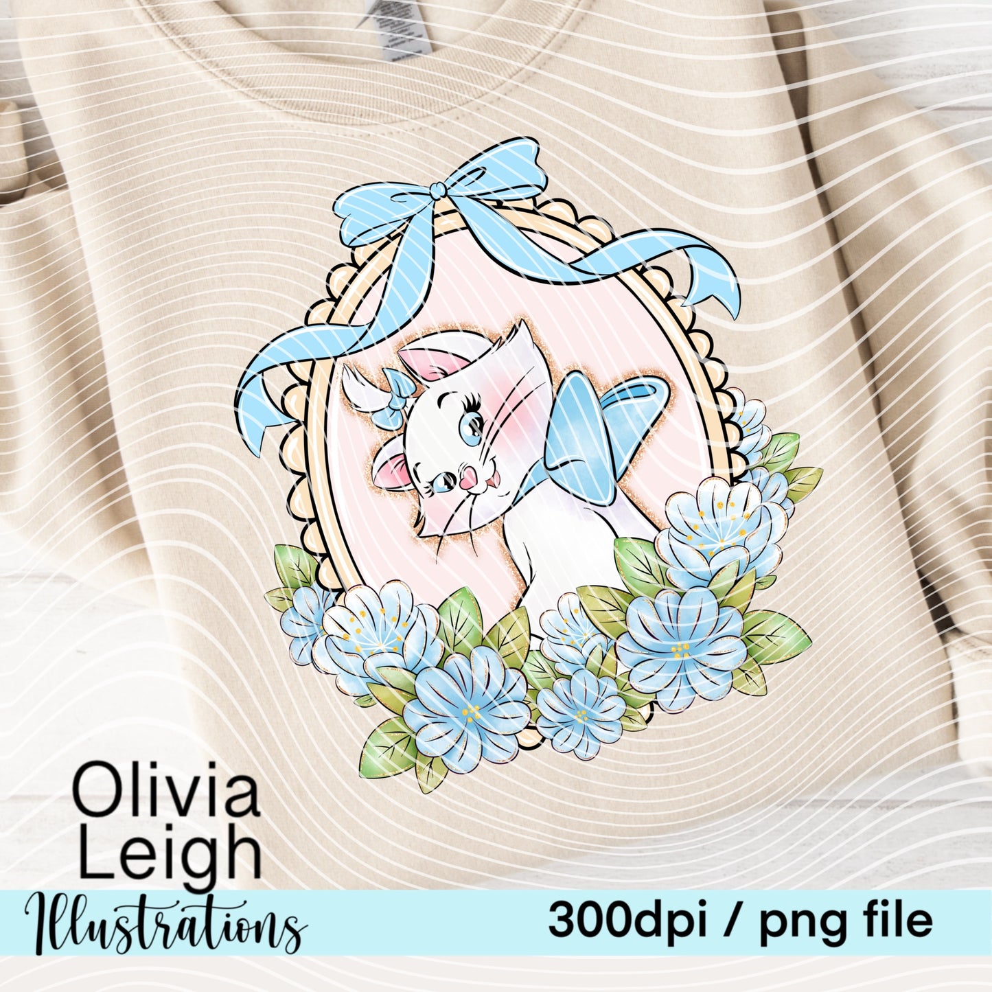 Blue Cats Floral Frame Shirt Design