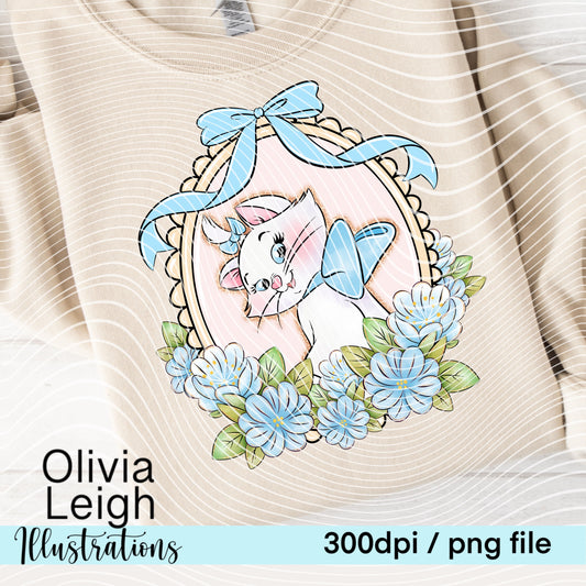 Blue Cats Floral Frame Shirt Design