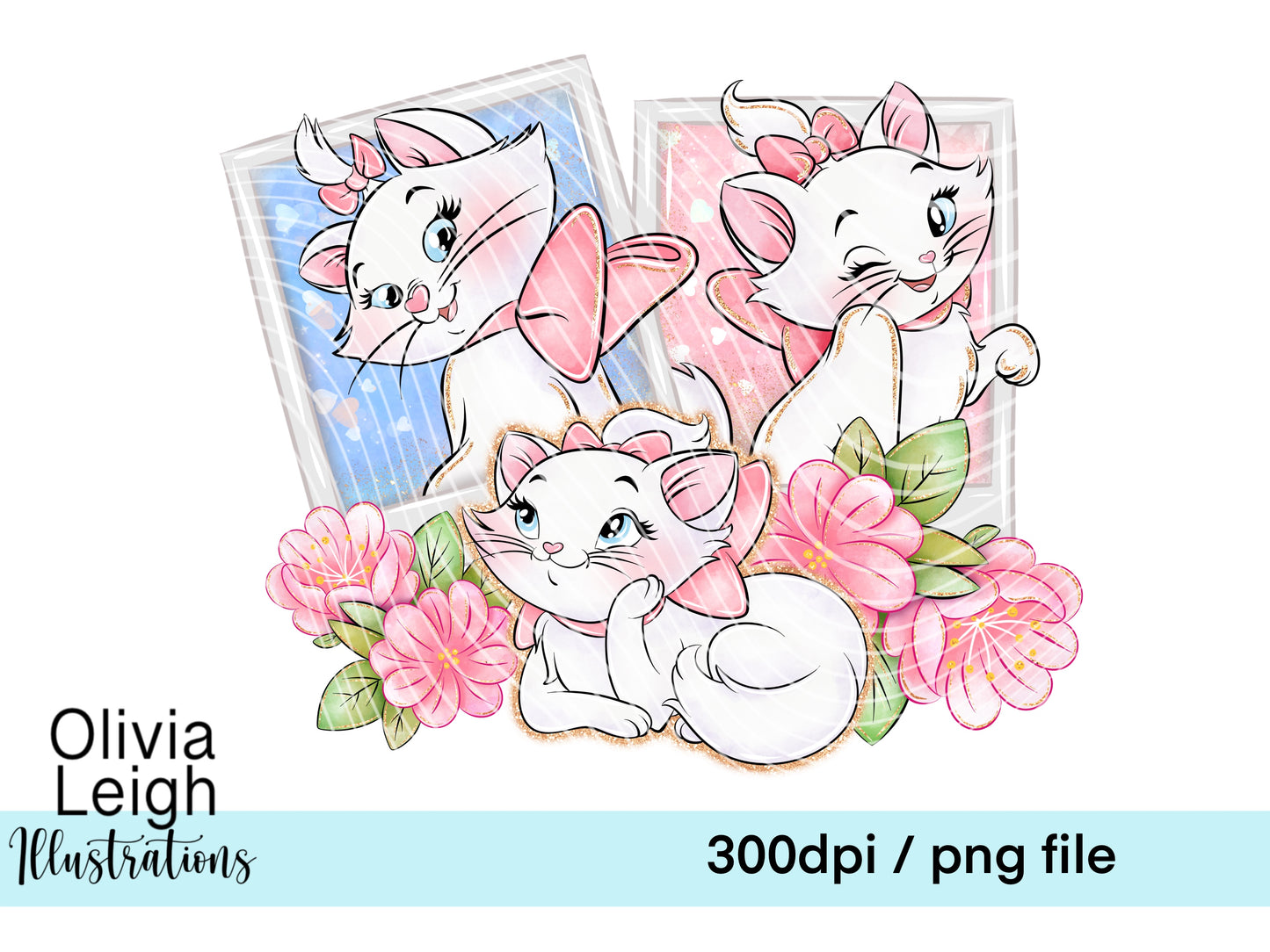 Blue Cats Floral Frame Shirt Design