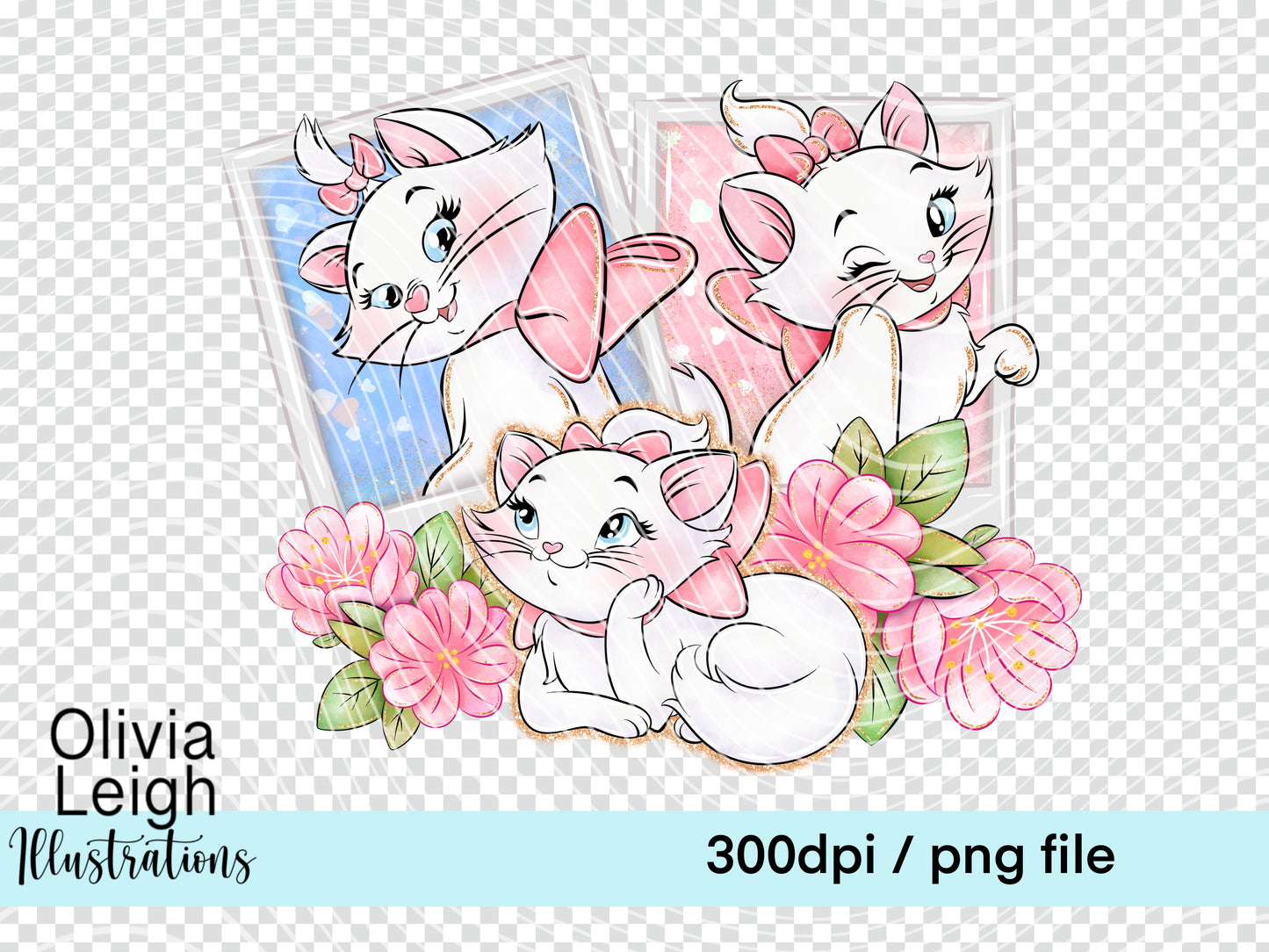 Blue Cats Floral Frame Shirt Design
