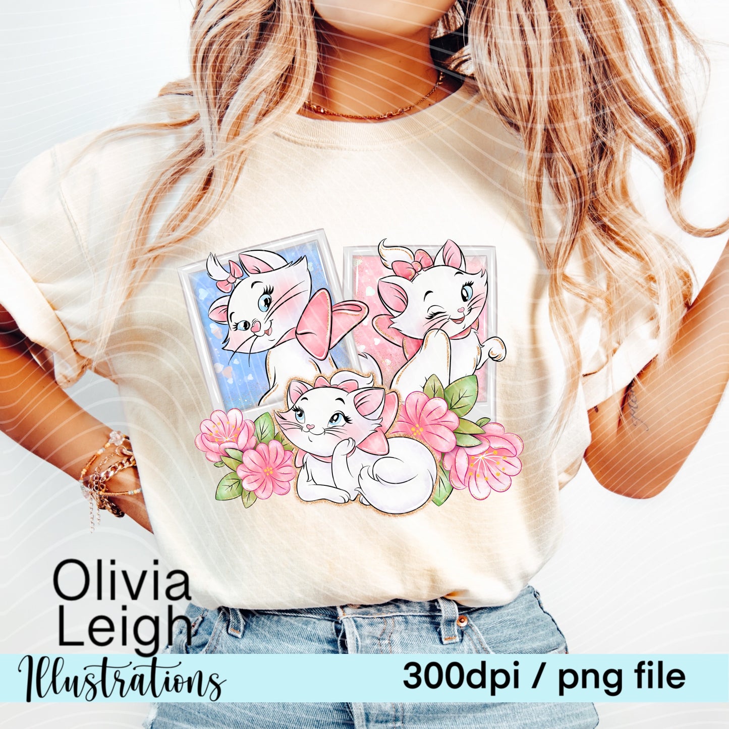 Blue Cats Floral Frame Shirt Design