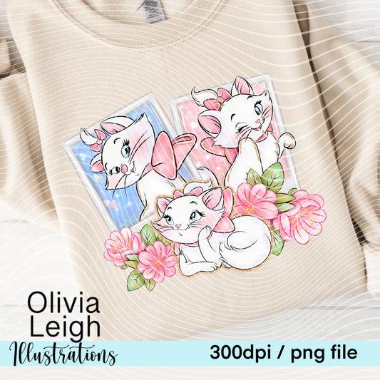 Blue Cats Floral Frame Shirt Design