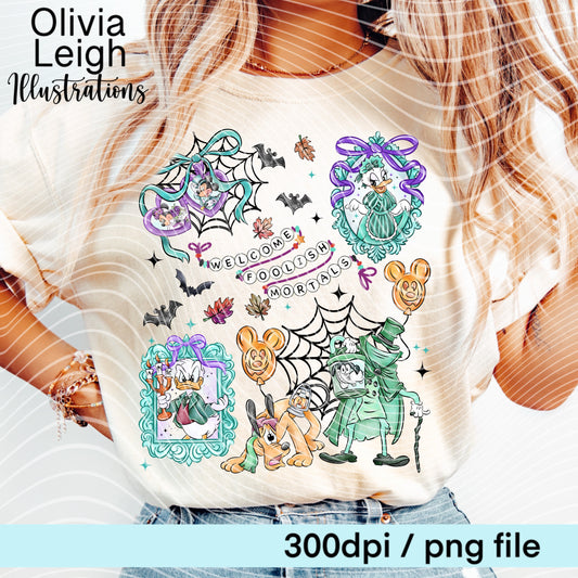 Halloween Mouse Ghosts Frame Locket Shirt Design