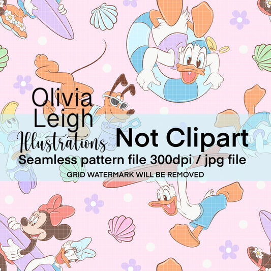 Mouse Summertime Seamless Pattern