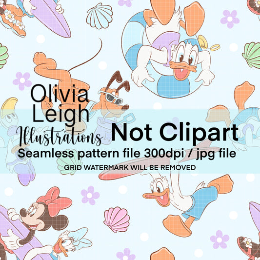 Mouse Summertime Seamless Pattern