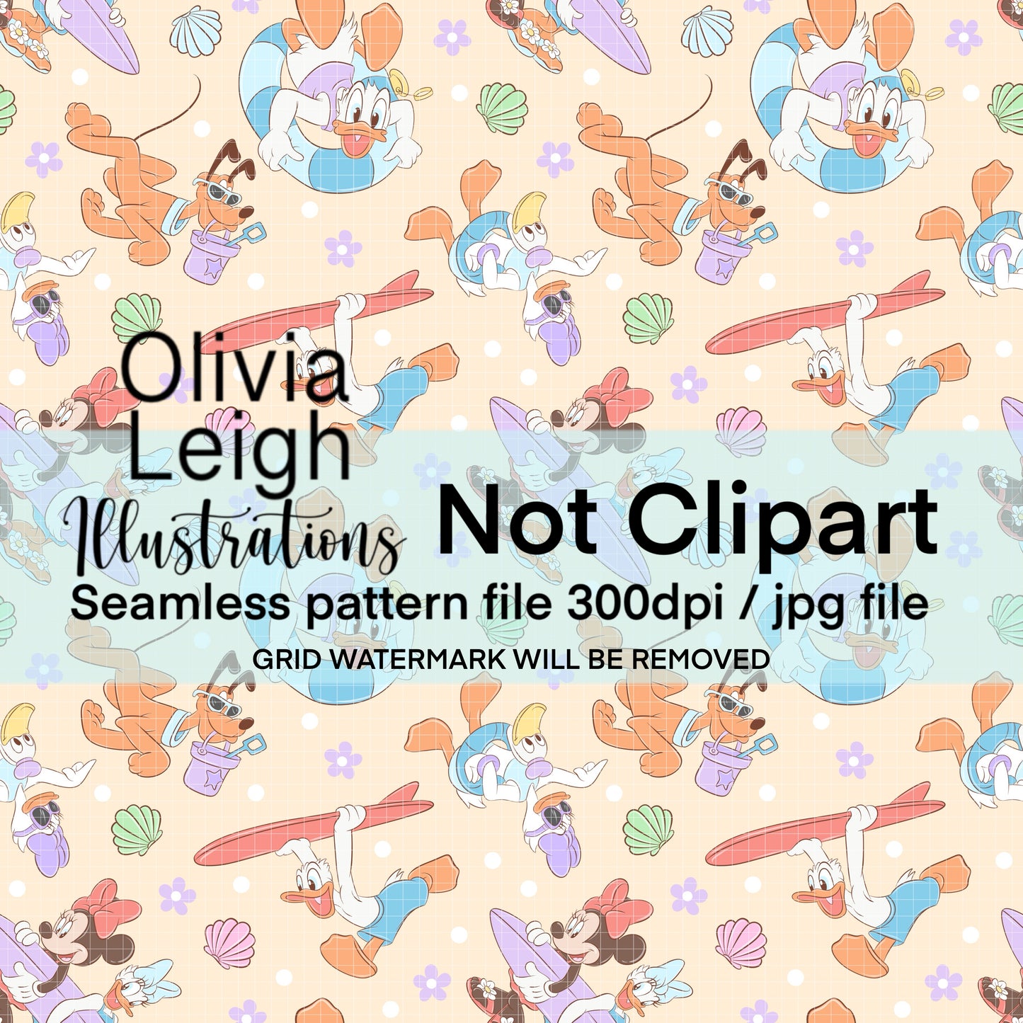 Mouse Summertime Seamless Pattern
