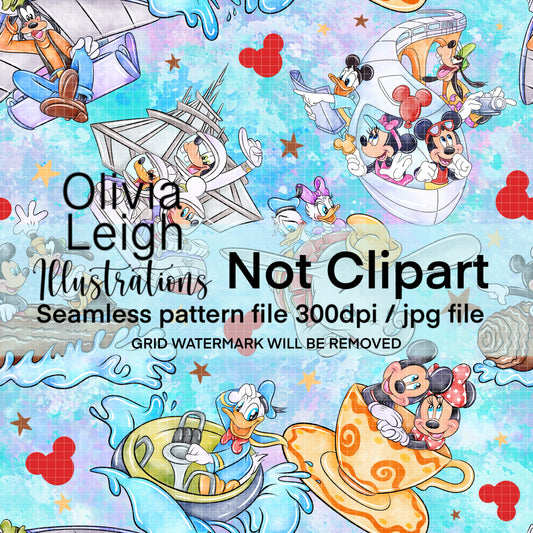 Mouse Theme Park Seamless Pattern